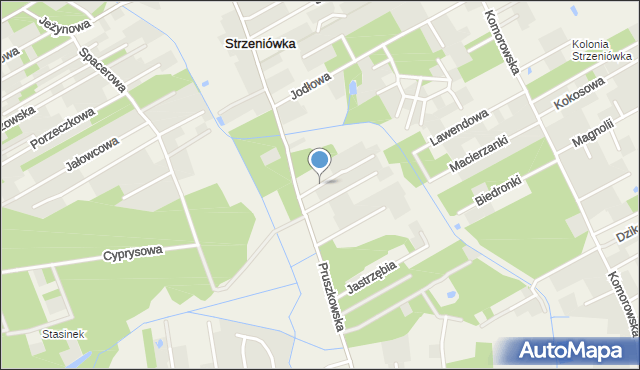 Strzeniówka, Goździkowa, mapa Strzeniówka