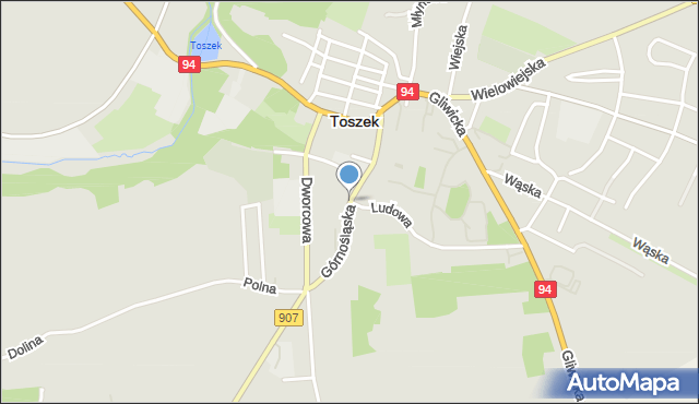 Toszek, Górnośląska, mapa Toszek