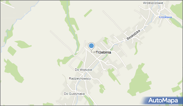 Trzebinia gmina Świnna, Gościnna, mapa Trzebinia gmina Świnna