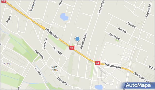 Tychy, Gołębia, mapa Tychów