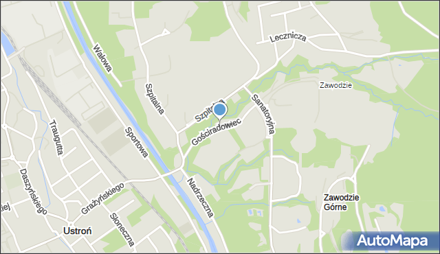 Ustroń powiat cieszyński, Gościradowiec, mapa Ustroń powiat cieszyński