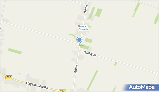Zawada gmina Mstów, Górna, mapa Zawada gmina Mstów