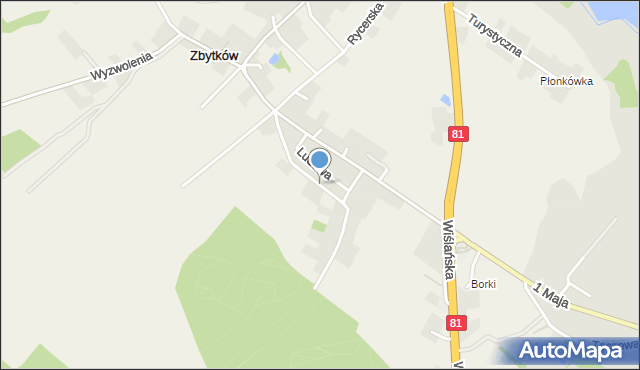 Zbytków, Górnicza, mapa Zbytków