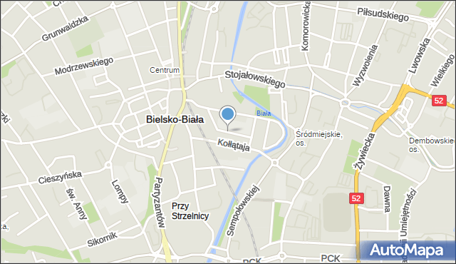 Bielsko-Biała, Grota-Roweckiego Stefana, gen., mapa Bielsko-Białej