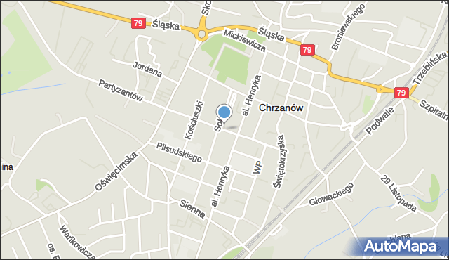 Chrzanów, Grunwaldzka, mapa Chrzanów