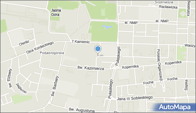 Częstochowa, Grunwaldzka, mapa Częstochowy