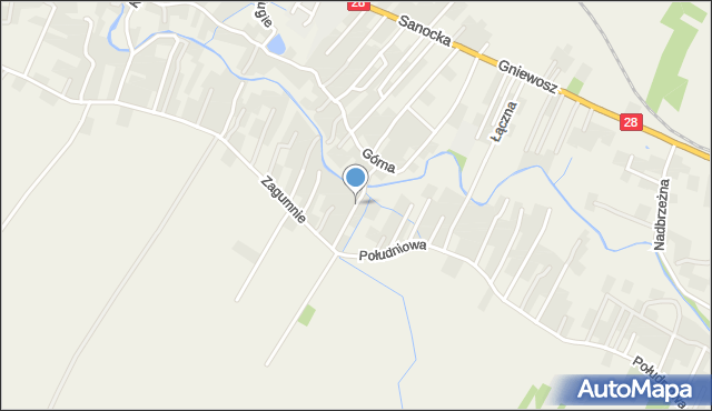 Długie gmina Zarszyn, Graniczna, mapa Długie gmina Zarszyn