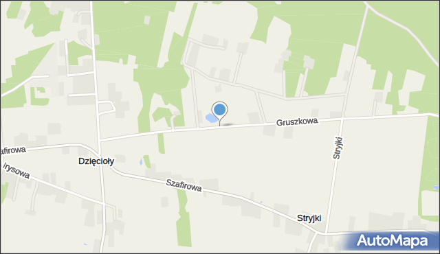 Dzięcioły gmina Tłuszcz, Gruszkowa, mapa Dzięcioły gmina Tłuszcz