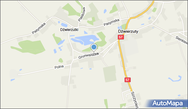 Dźwierzuty, Grunwaldzka, mapa Dźwierzuty