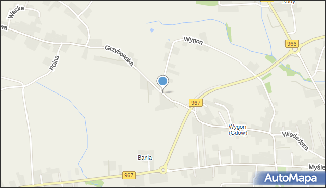 Gdów, Grzybowska, mapa Gdów