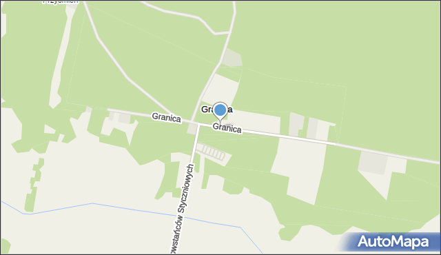 Granica gmina Kampinos, Granica, mapa Granica gmina Kampinos