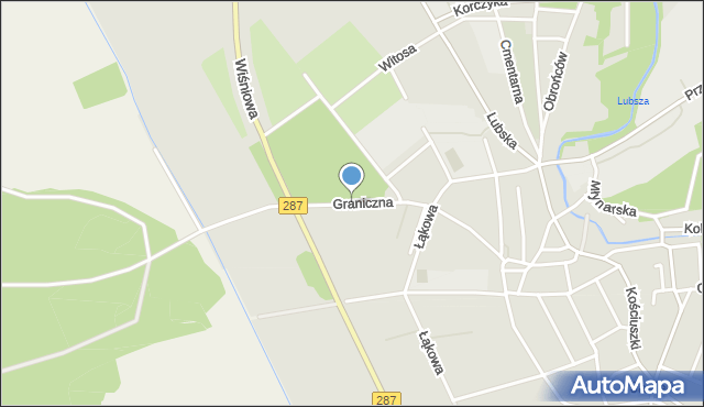 Jasień powiat żarski, Graniczna, mapa Jasień powiat żarski