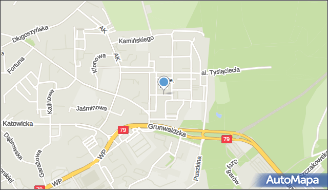 Jaworzno, Grottgera Artura, mapa Jaworzno