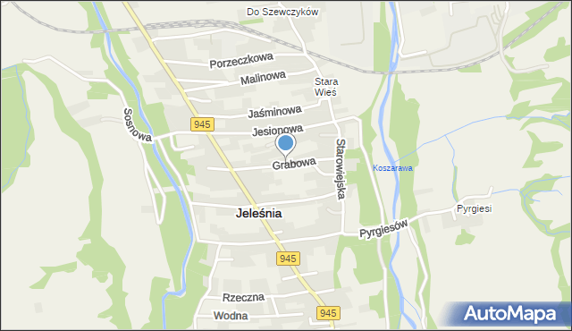 Jeleśnia, Grabowa, mapa Jeleśnia