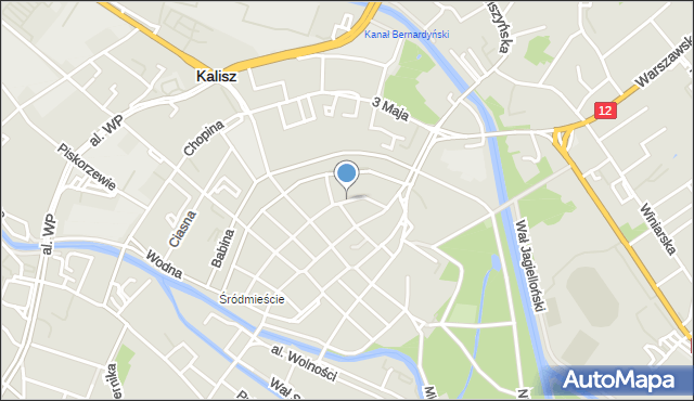 Kalisz, Grodzka, mapa Kalisza