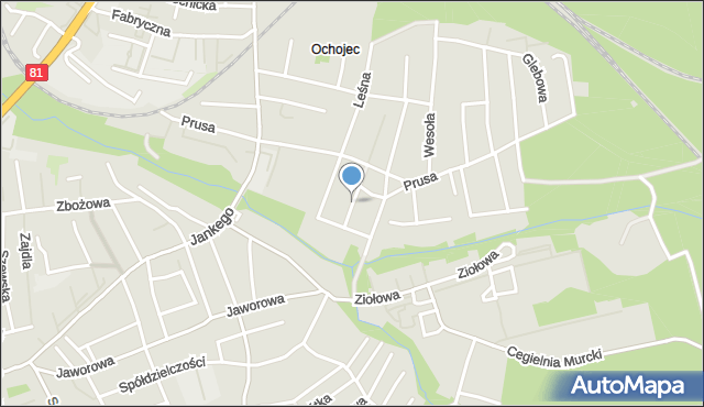 Katowice, Grzybowa, mapa Katowic