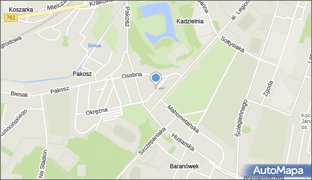 Kielce, Granitowa, mapa Kielc