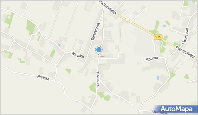 Kobielice gmina Suszec, Graniczna, mapa Kobielice gmina Suszec