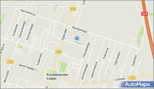 Konstantynów Łódzki, Grunwaldzka, mapa Konstantynów Łódzki
