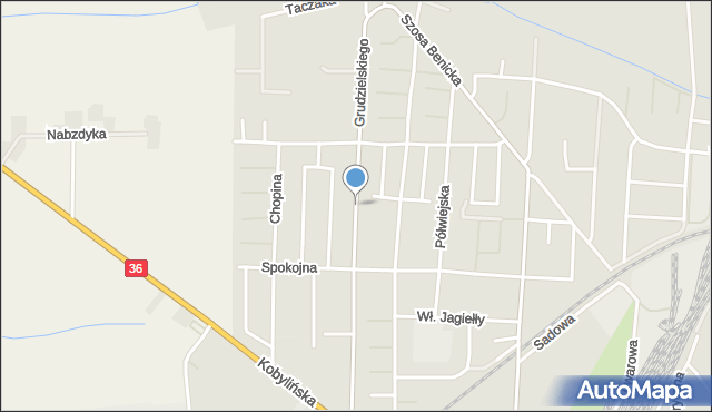 Krotoszyn, Grudzielskiego Kazimierza, gen., mapa Krotoszyna