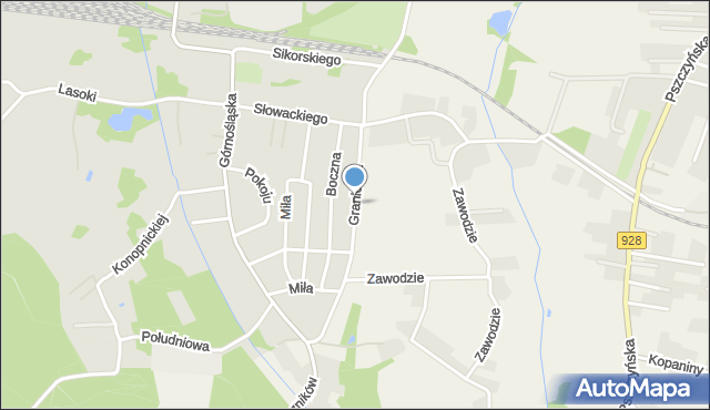 Łaziska Górne, Graniczna, mapa Łaziska Górne