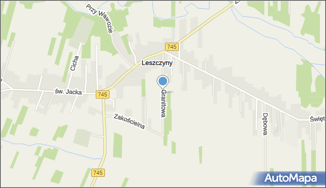 Leszczyny gmina Górno, Granitowa, mapa Leszczyny gmina Górno