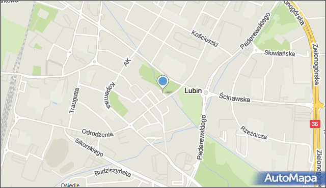 Lubin, Grodzka, mapa Lubin