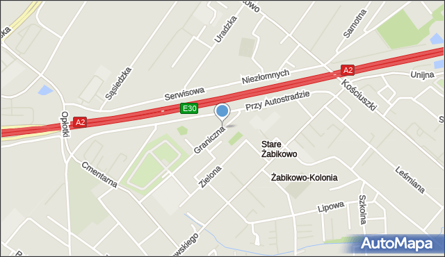 Luboń powiat poznański, Graniczna, mapa Luboń powiat poznański