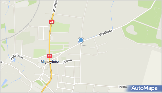 Międzybórz powiat oleśnicki, Graniczna, mapa Międzybórz powiat oleśnicki