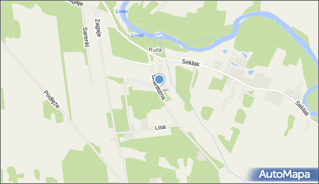 Myszadła, Graniczna, mapa Myszadła