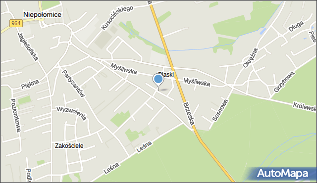 Niepołomice, Grota-Roweckiego Stefana, gen., mapa Niepołomice