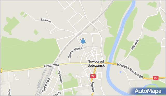 Nowogród Bobrzański, Grunwaldzka, mapa Nowogród Bobrzański
