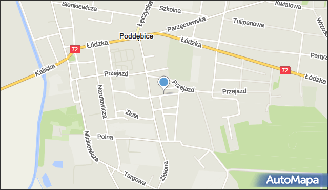 Poddębice, Grunwaldzka, mapa Poddębice