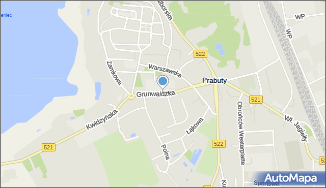 Prabuty powiat kwidzyński, Grunwaldzka, mapa Prabuty powiat kwidzyński