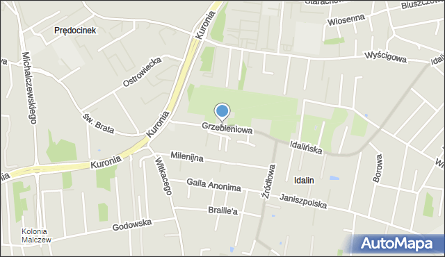 Radom, Grzebieniowa, mapa Radomia
