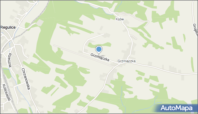 Regulice gmina Alwernia, Grzmiączka, mapa Regulice gmina Alwernia