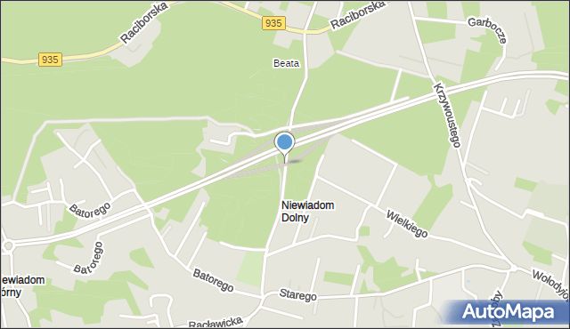 Rybnik, Grota-Roweckiego Stefana, gen., mapa Rybnika