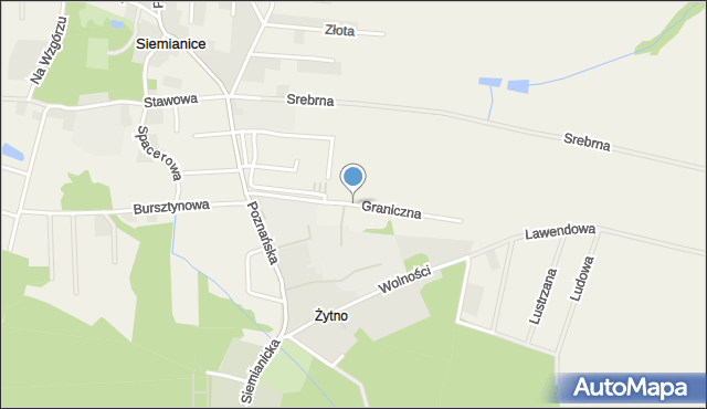 Siemianice gmina Oborniki Śląskie, Graniczna, mapa Siemianice gmina Oborniki Śląskie