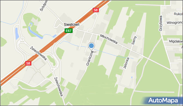 Siestrzeń, Graniczna, mapa Siestrzeń