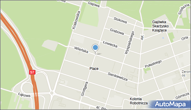 Skarżysko-Kamienna, Grottgera Artura, mapa Skarżysko-Kamienna