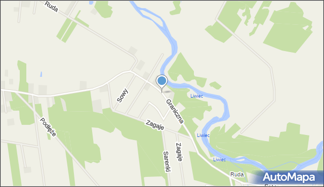 Starowola gmina Jadów, Graniczna, mapa Starowola gmina Jadów