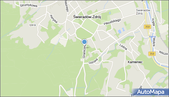 Świeradów-Zdrój, Graniczna, mapa Świeradów-Zdrój