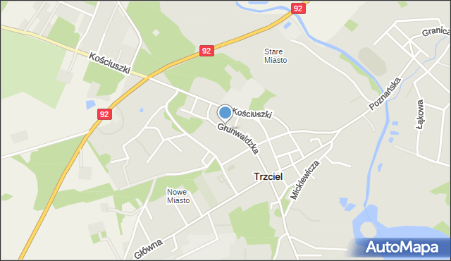 Trzciel powiat międzyrzecki, Grunwaldzka, mapa Trzciel powiat międzyrzecki