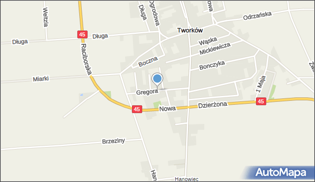 Tworków, Gregora Józefa, ks., mapa Tworków