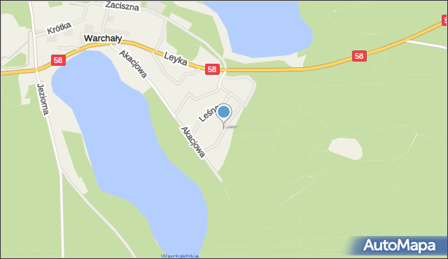 Warchały, Grzybowa, mapa Warchały
