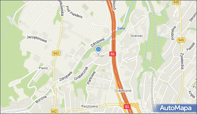 Wilkowice powiat bielski, Grabecznik, mapa Wilkowice powiat bielski