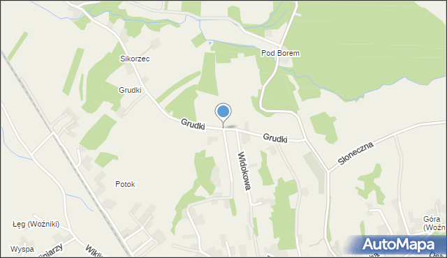 Woźniki gmina Tomice, Grudki, mapa Woźniki gmina Tomice