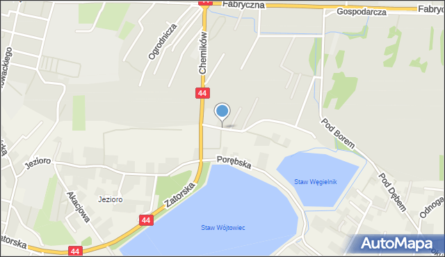 Zaborze gmina Oświęcim, Graniczna, mapa Zaborze gmina Oświęcim