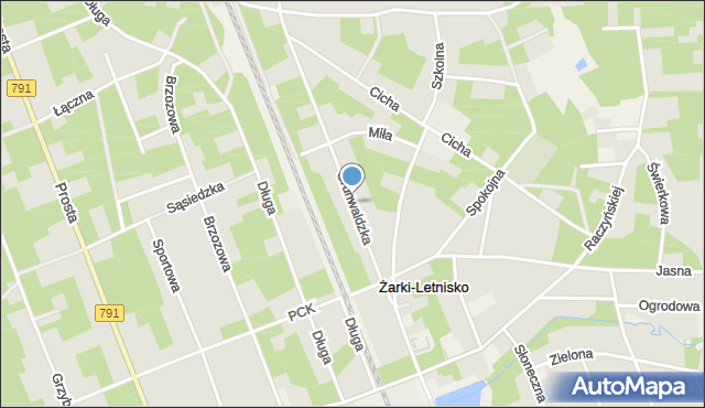 Żarki-Letnisko, Grunwaldzka, mapa Żarki-Letnisko