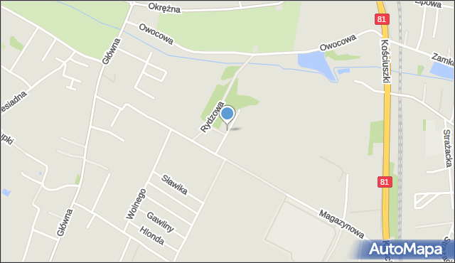 Żory, Grzybowa, mapa Żor